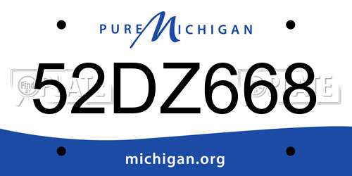 52DZ668 Michigan License Plate