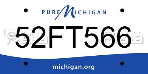 52FT566 Michigan License Plate