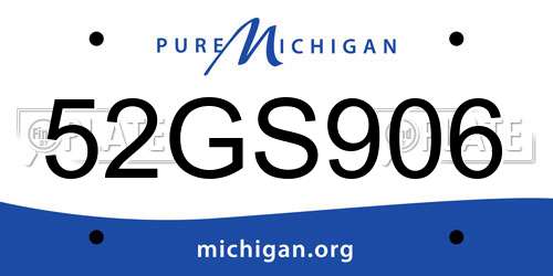 52GS906 Michigan License Plate
