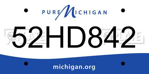 52HD842 Michigan License Plate