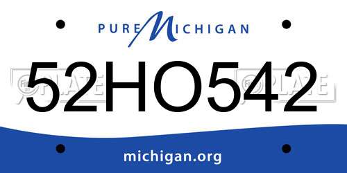 52HO542 Michigan License Plate