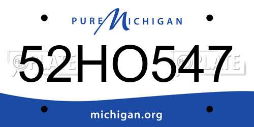 52HO547 Michigan License Plate