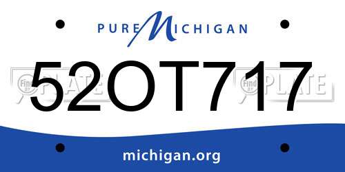52OT717 Michigan License Plate