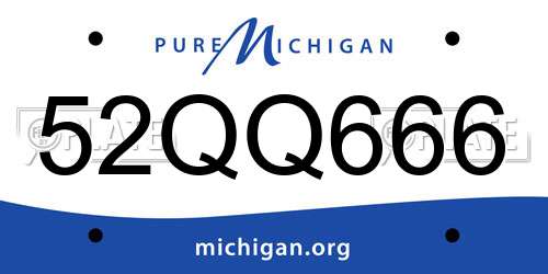 52QQ666 Michigan License Plate