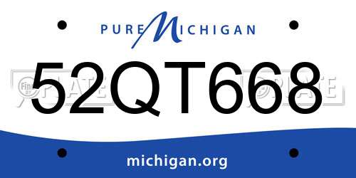 52QT668 Michigan License Plate