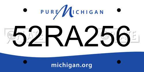 52RA256 Michigan License Plate