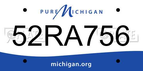 52RA756 Michigan License Plate