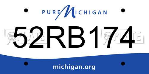 52RB174 Michigan License Plate