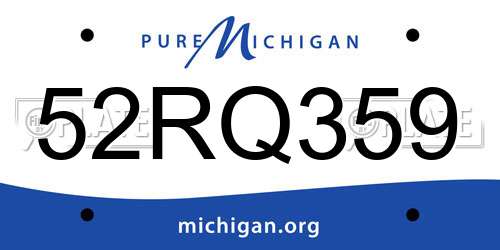 52RQ359 Michigan License Plate