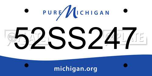 52SS247 Michigan License Plate