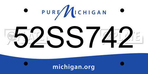 52SS742 Michigan License Plate