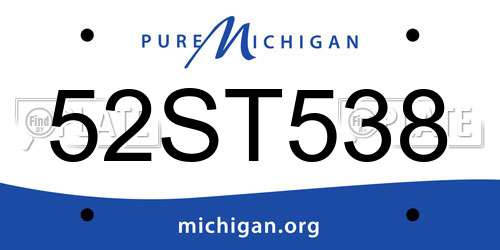 52ST538 Michigan License Plate