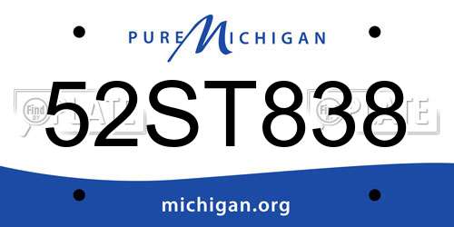 52ST838 Michigan License Plate