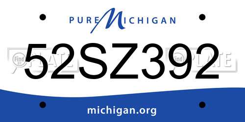 52SZ392 Michigan License Plate