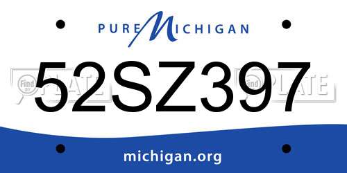 52SZ397 Michigan License Plate