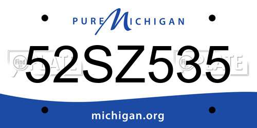 52SZ535 Michigan License Plate