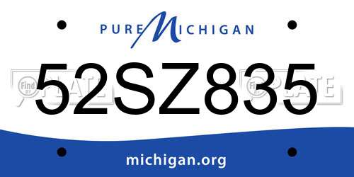 52SZ835 Michigan License Plate