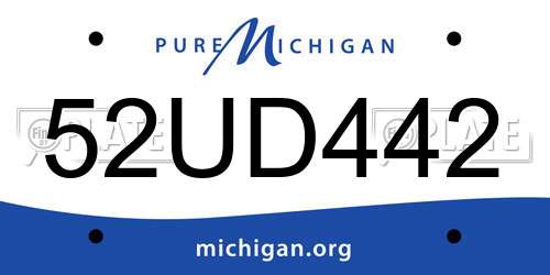 52UD442 Michigan License Plate