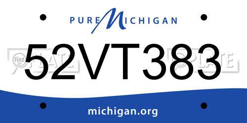 52VT383 Michigan License Plate