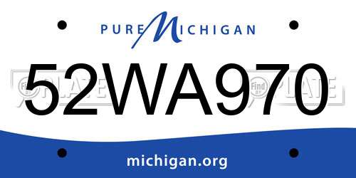 52WA970 Michigan License Plate