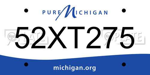 52XT275 Michigan License Plate
