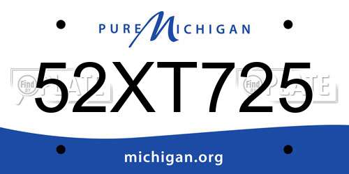 52XT725 Michigan License Plate