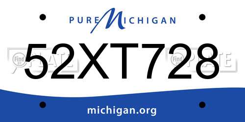 52XT728 Michigan License Plate