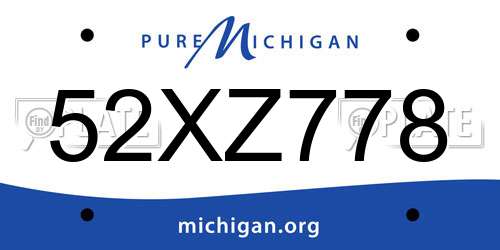 52XZ778 Michigan License Plate