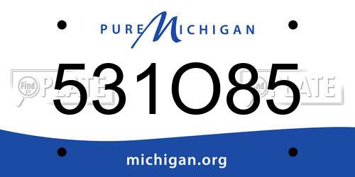 531O85 Michigan License Plate