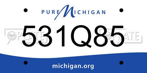 531Q85 Michigan License Plate