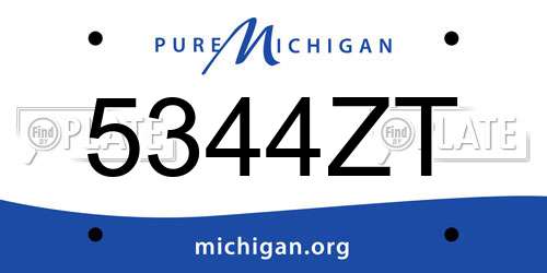 5344ZT Michigan License Plate