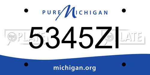 5345ZI Michigan License Plate
