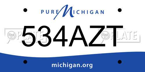 534AZT Michigan License Plate