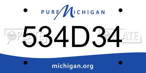 534D34 Michigan License Plate