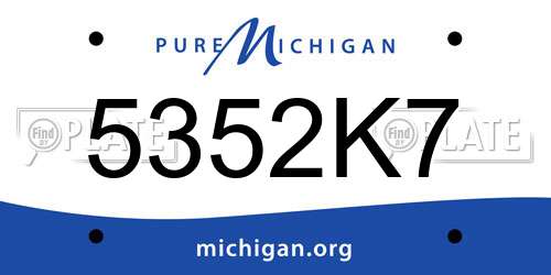 5352K7 Michigan License Plate