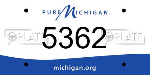 5362 Michigan License Plate