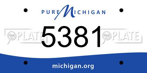 5381 Michigan License Plate