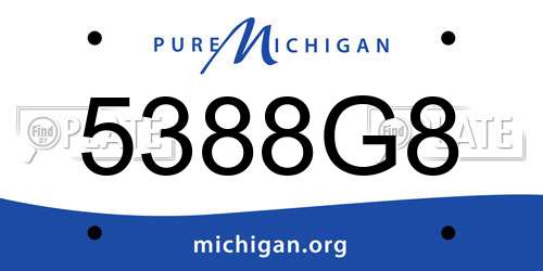 5388G8 Michigan License Plate