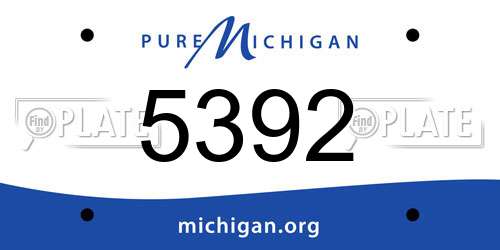 5392 Michigan License Plate