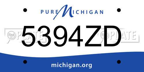 5394ZD Michigan License Plate