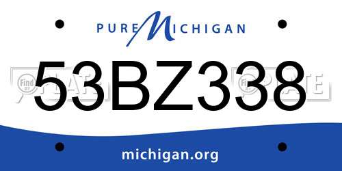 53BZ338 Michigan License Plate