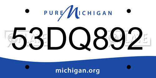 53DQ892 Michigan License Plate