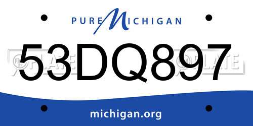 53DQ897 Michigan License Plate
