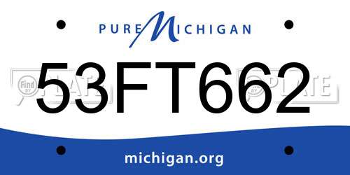 53FT662 Michigan License Plate
