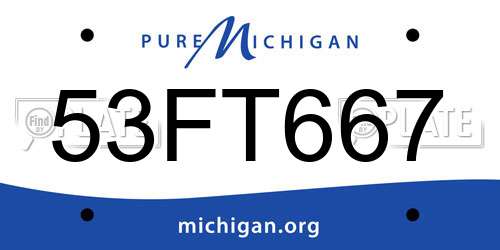53FT667 Michigan License Plate