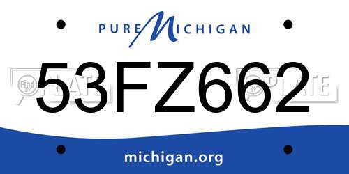 53FZ662 Michigan License Plate