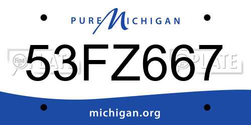 53FZ667 Michigan License Plate