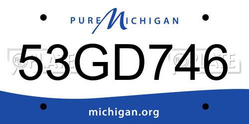 53GD746 Michigan License Plate