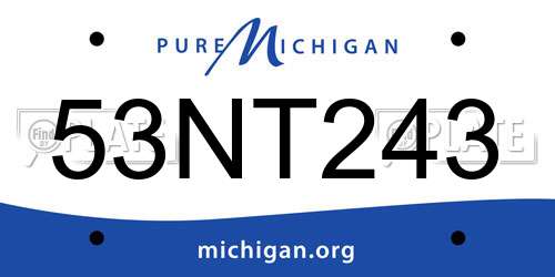 53NT243 Michigan License Plate