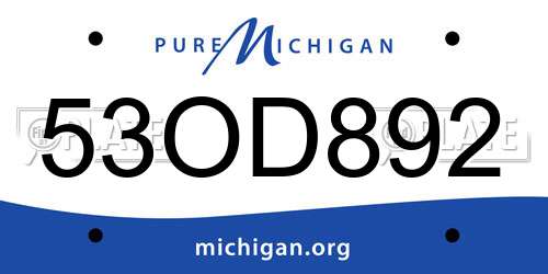 53OD892 Michigan License Plate